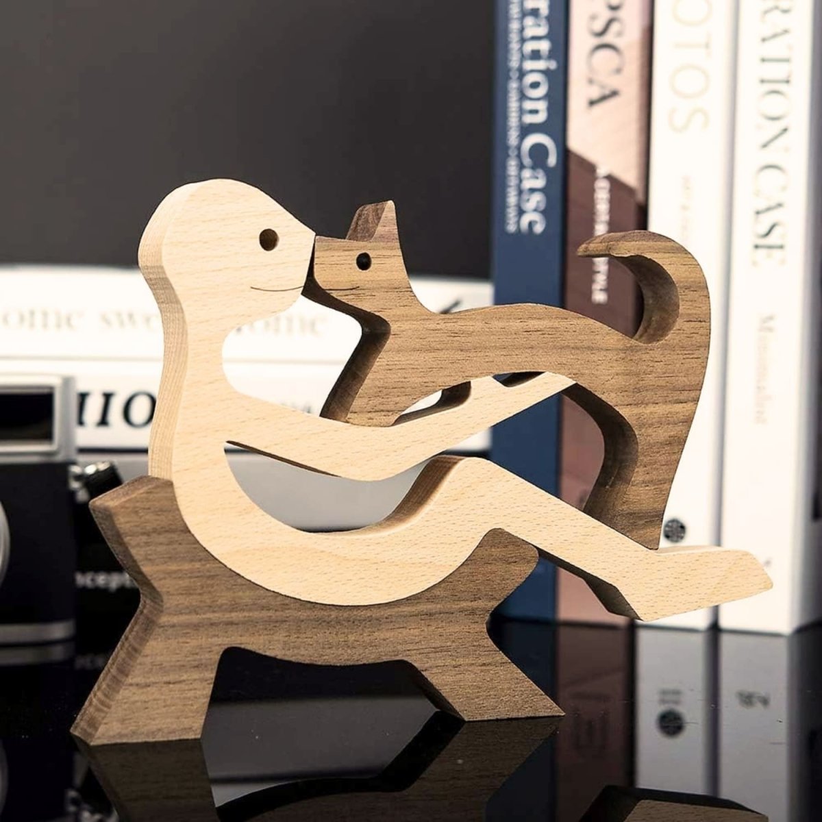 Figura Decorativa de Madera - Hombre y Gato - Cupertino - figura de madera - figura madera -