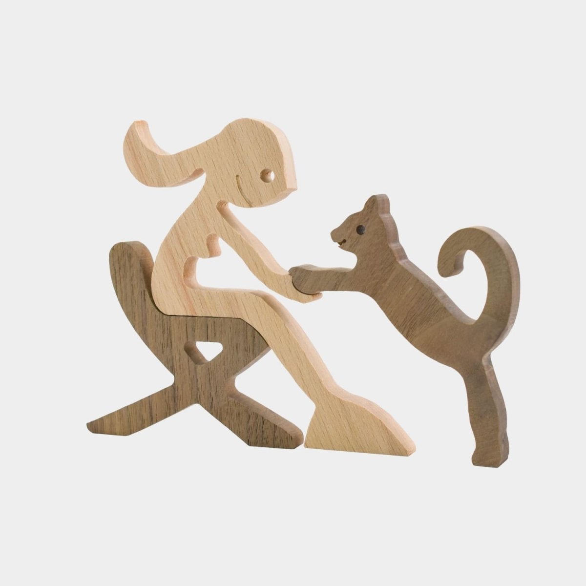 Figura Decorativa de Madera - Mujer Sentada y Gato - Cupertino - figura de madera - figura madera -