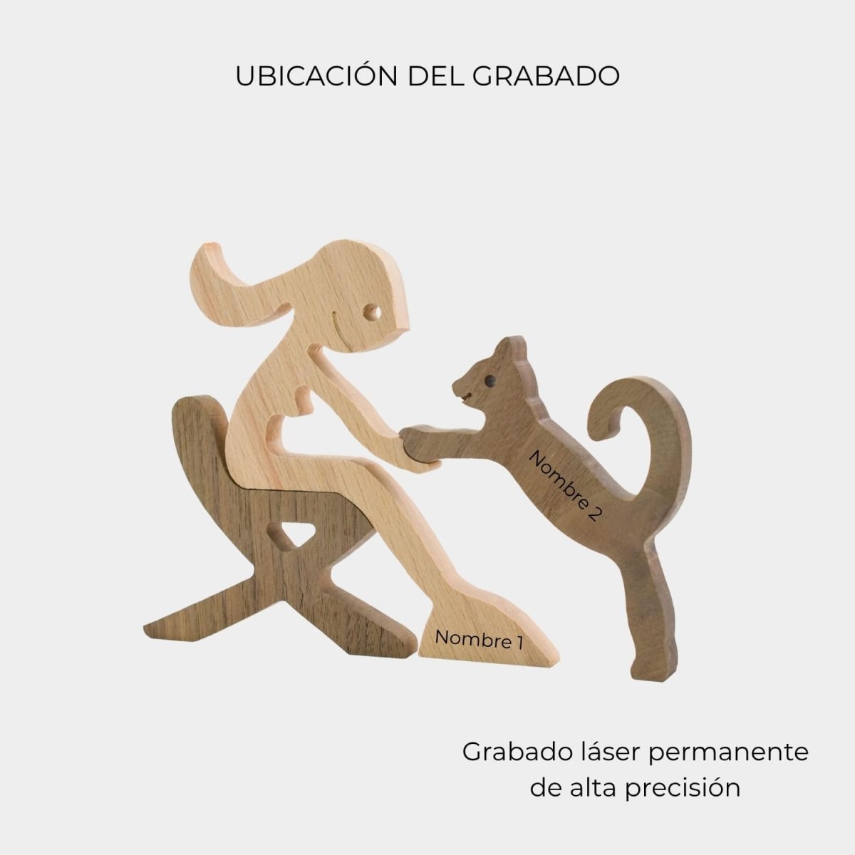 Figura Decorativa de Madera - Mujer Sentada y Gato - Cupertino - figura de madera - figura madera -