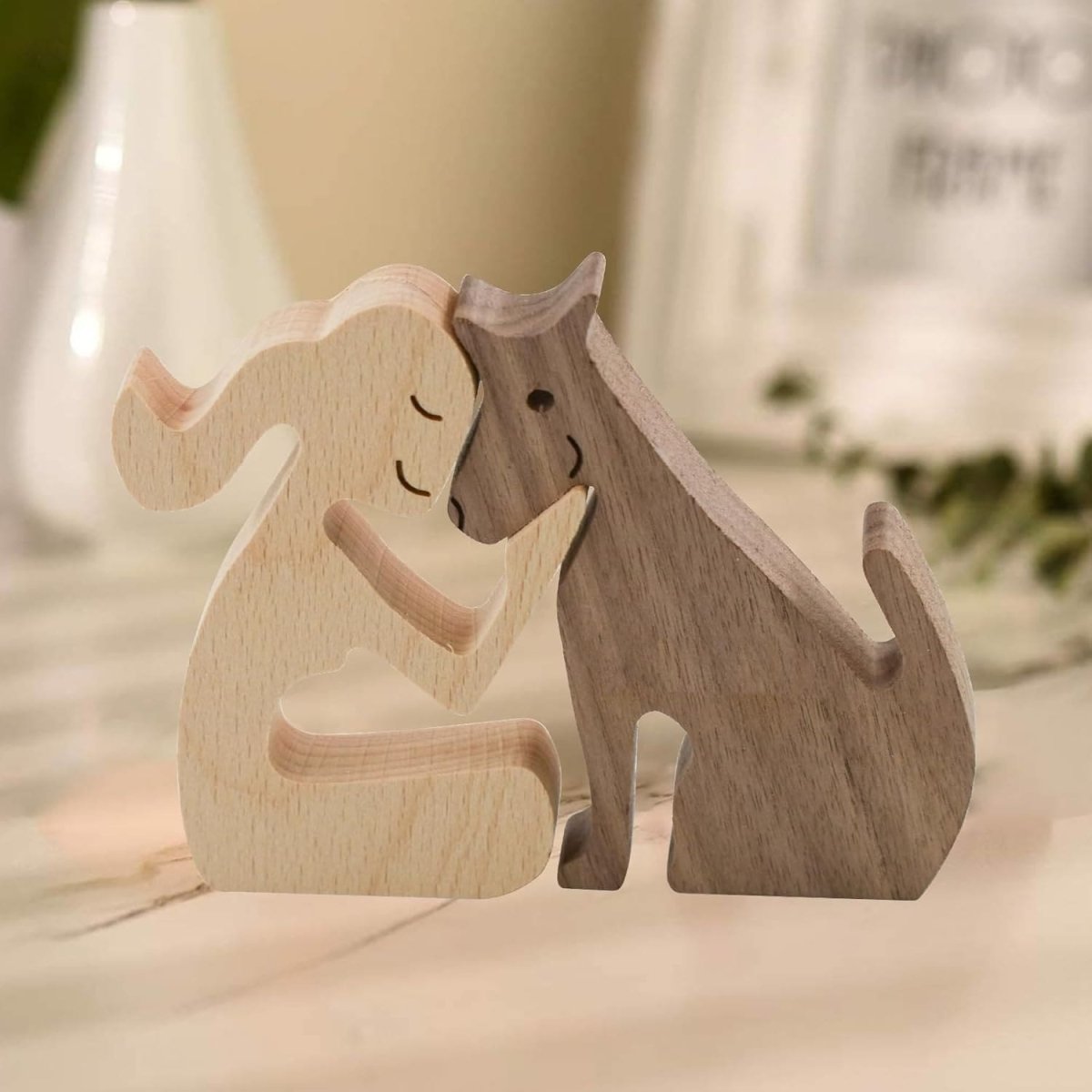 Figura Decorativa de Madera - Mujer y Perro - Cupertino - figura de madera - figura madera -