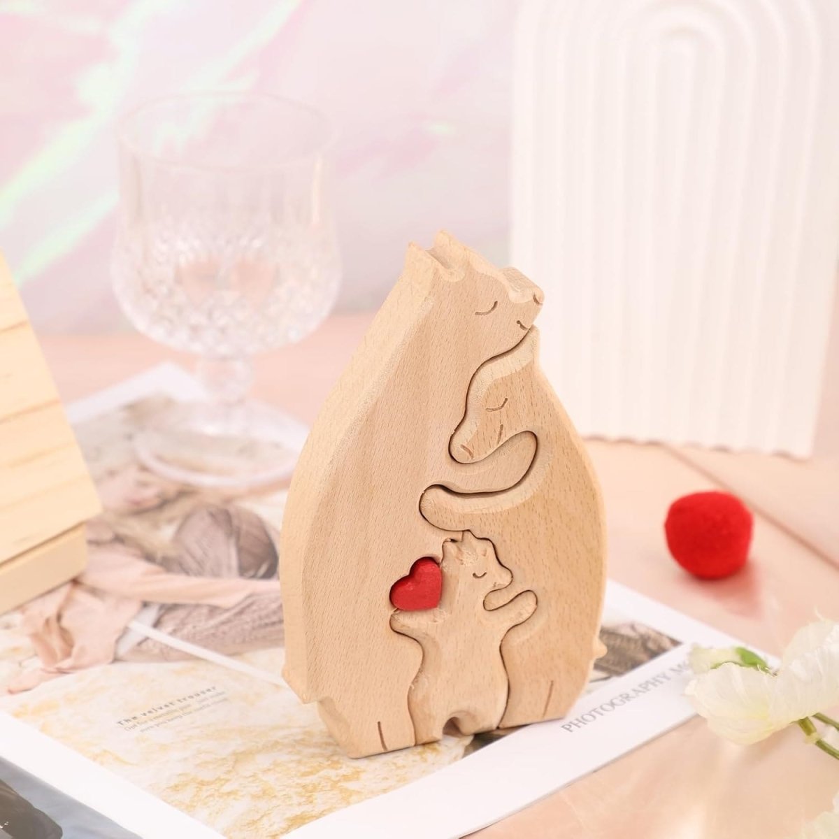 Figura Decorativa de Madera - Osos 3 figuras - Cupertino - figura de madera - figura madera -