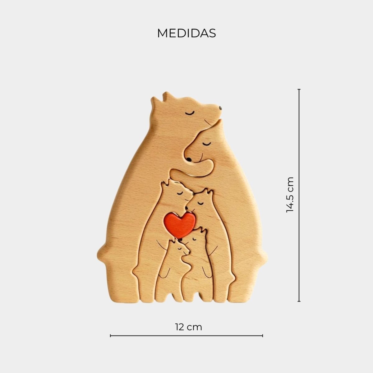 Figura Decorativa de Madera - Osos 6 figuras - Cupertino - figura de madera - figura madera -