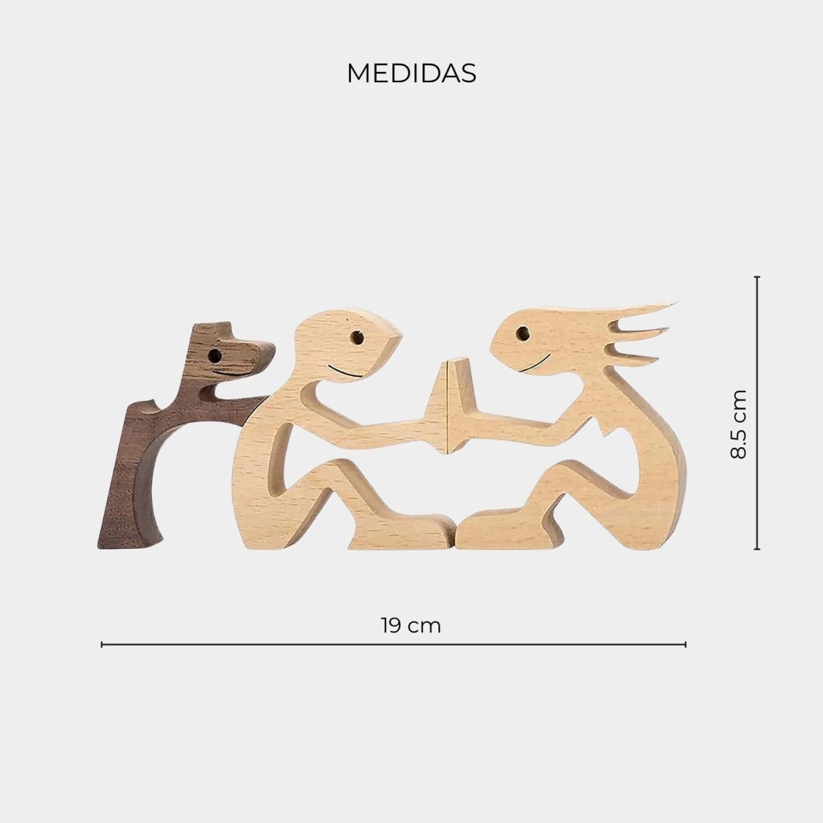 Figura Decorativa de Madera - Pareja y Perro - Cupertino - figura de madera - figura madera -