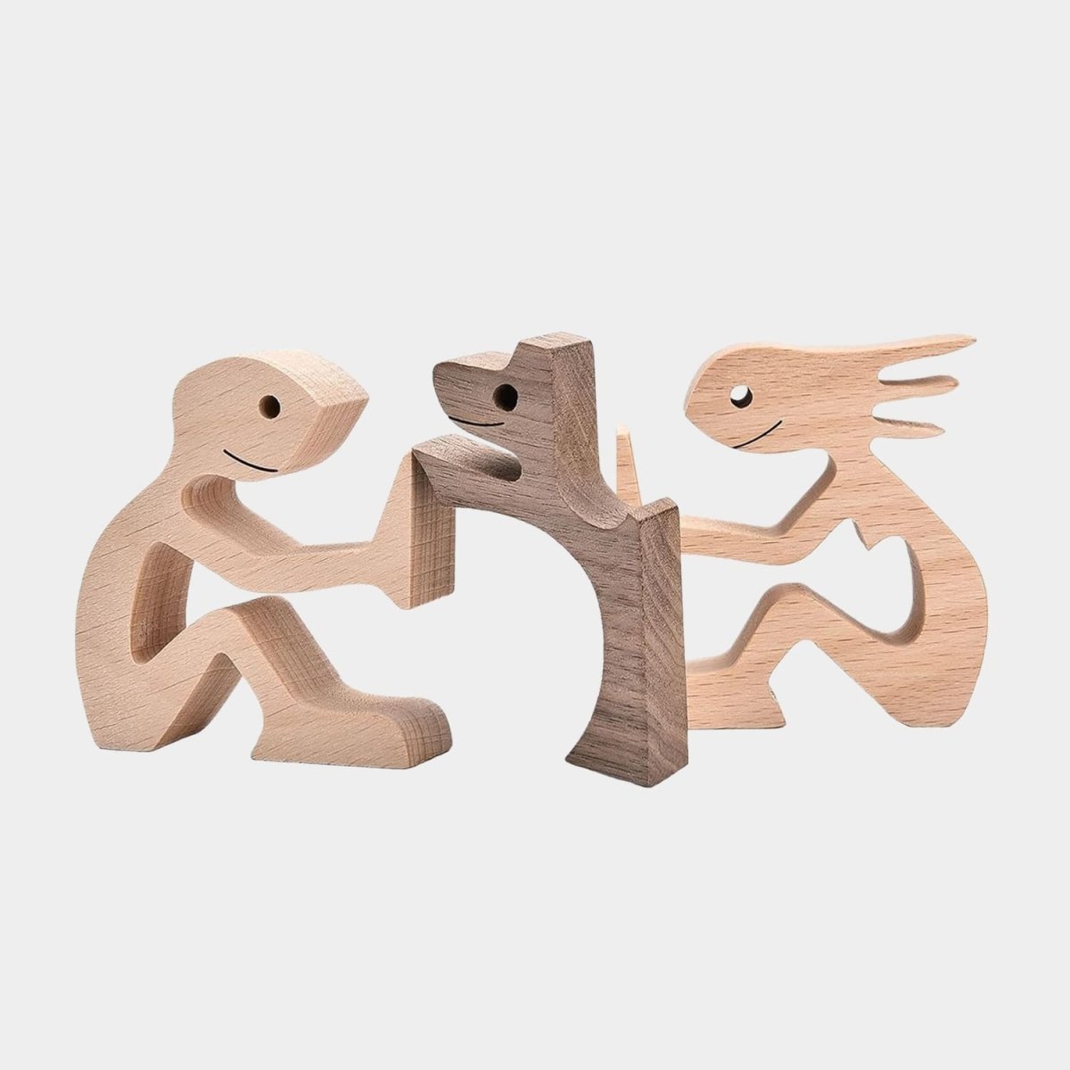 Figura Decorativa de Madera - Pareja y Perro - Cupertino - figura de madera - figura madera -