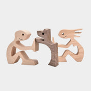 Figura Decorativa de Madera - Pareja y Perro - Cupertino - figura de madera - figura madera -
