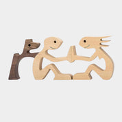 Figura Decorativa de Madera - Pareja y Perro