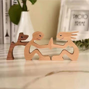 Figura Decorativa de Madera - Pareja y Perro