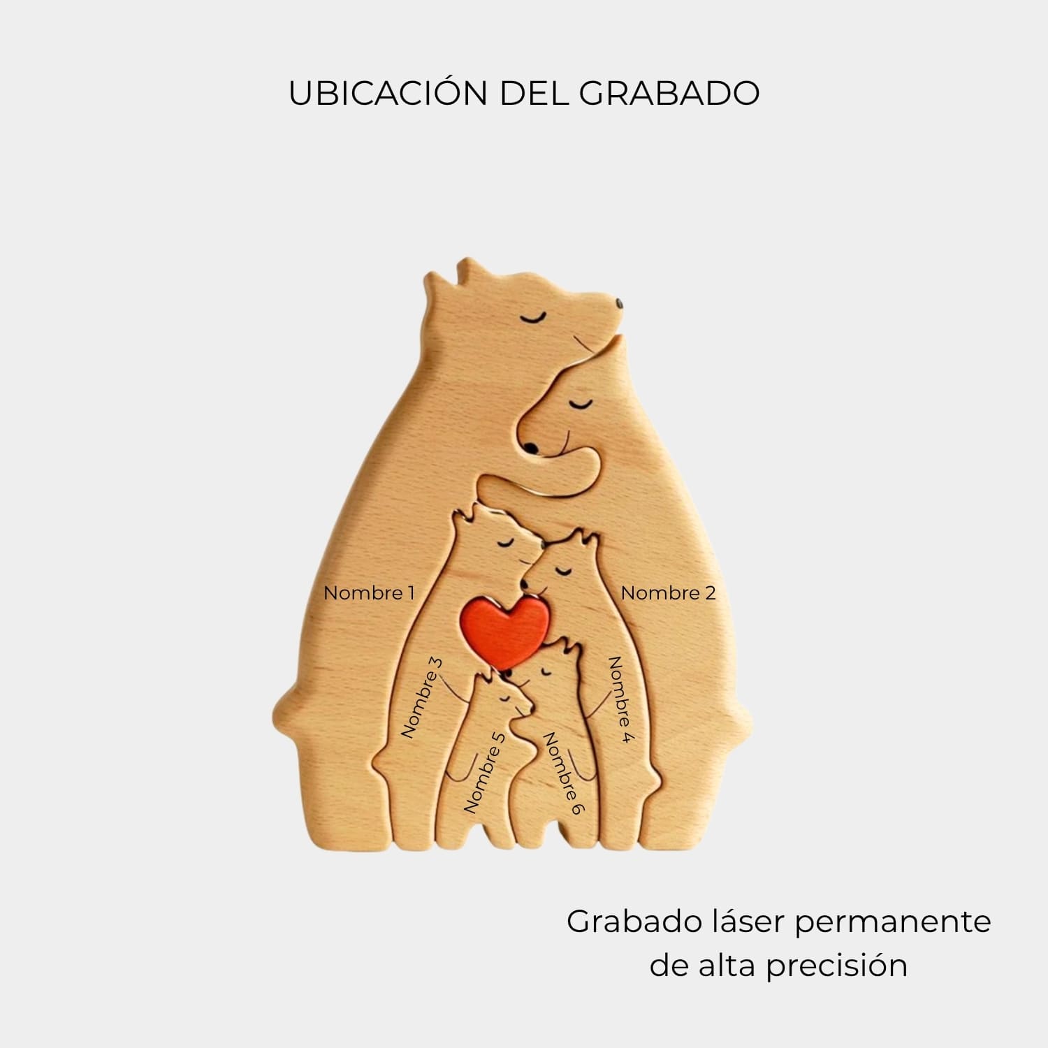 Figura Decorativa de Madera - Osos 6 figuras