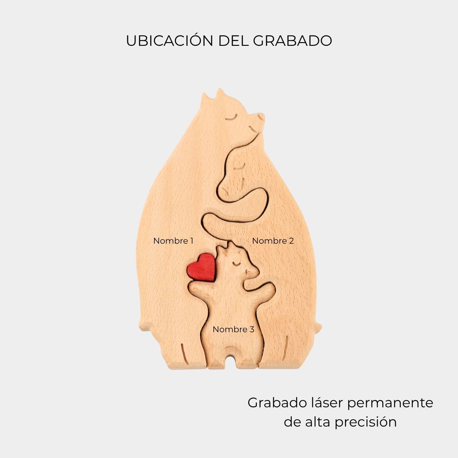 Figura Decorativa de Madera - Osos 3 figuras