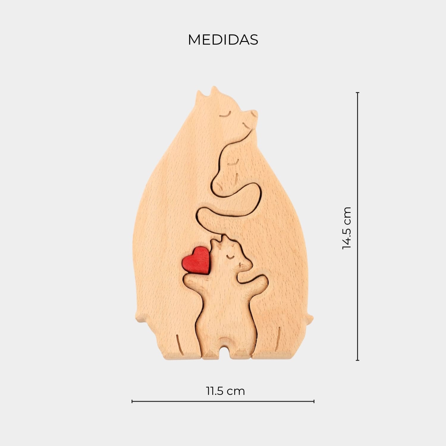 Figura Decorativa de Madera - Osos 3 figuras