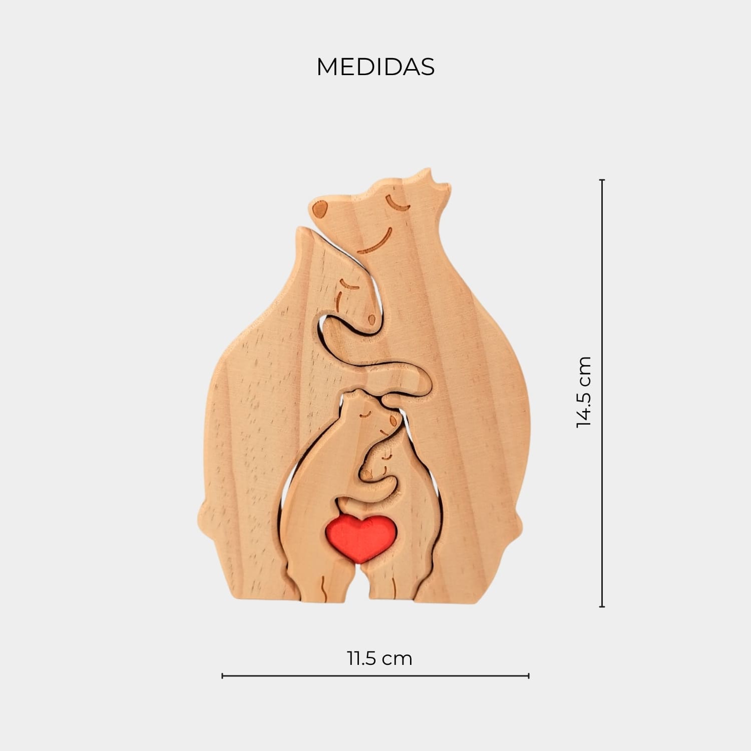 Figura Decorativa de Madera - Osos 4 figuras