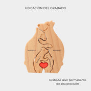 Figura Decorativa de Madera - Osos 4 figuras