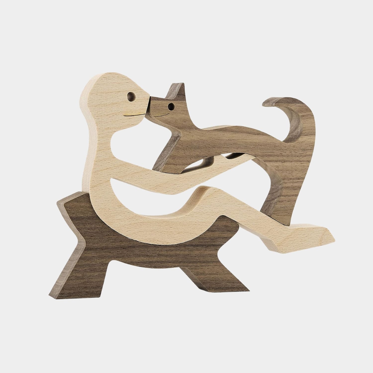 Figura Decorativa de Madera - Hombre y Gato