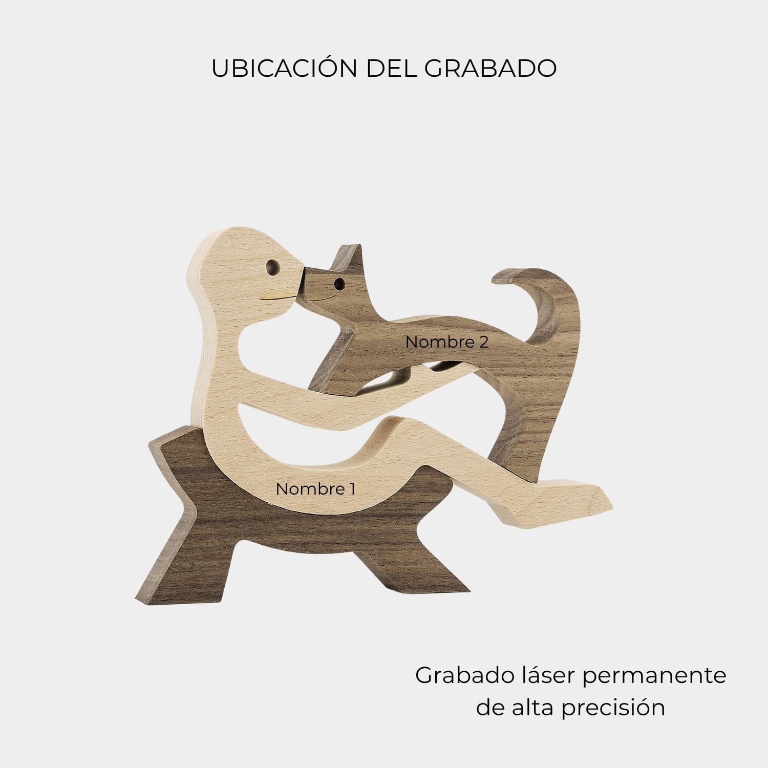 Figura Decorativa de Madera - Hombre y Gato