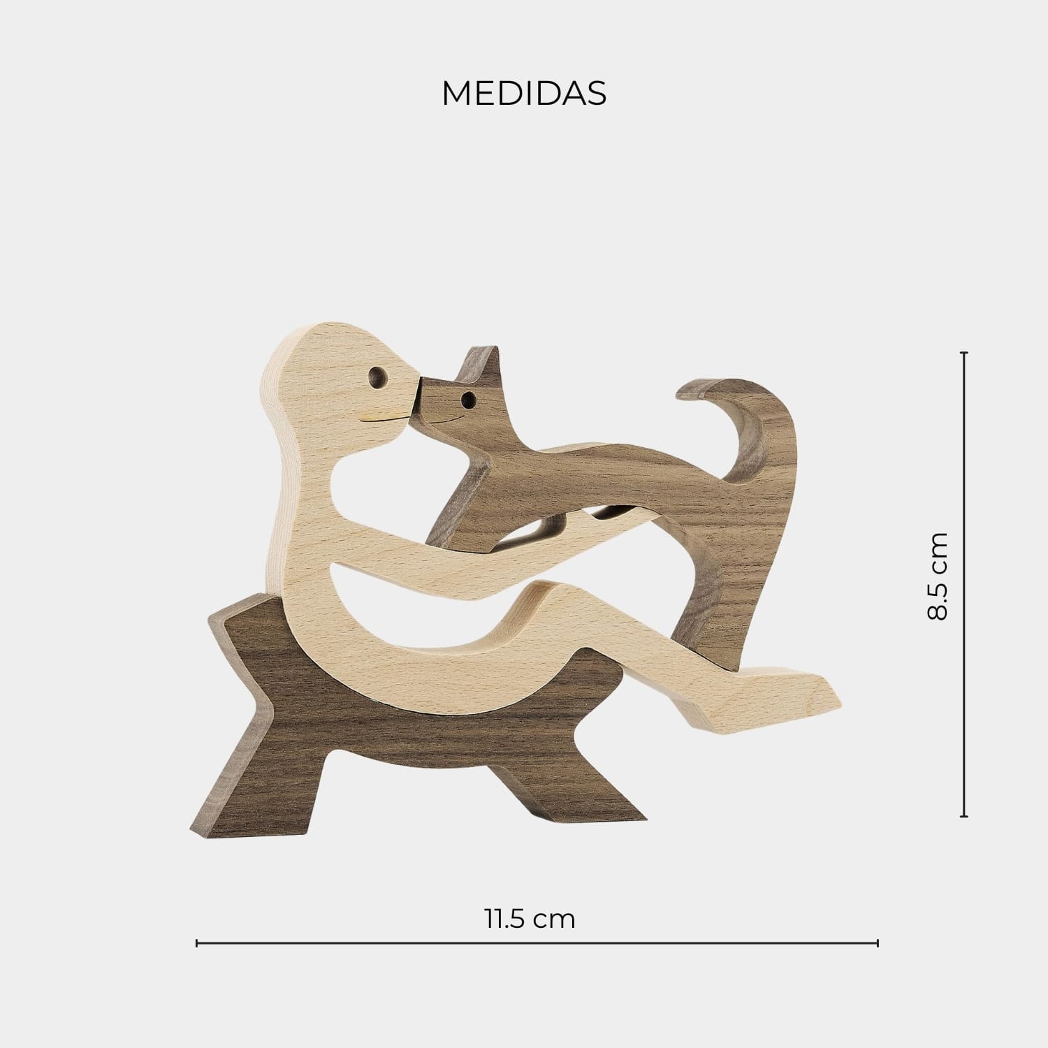 Figura Decorativa de Madera - Hombre y Gato
