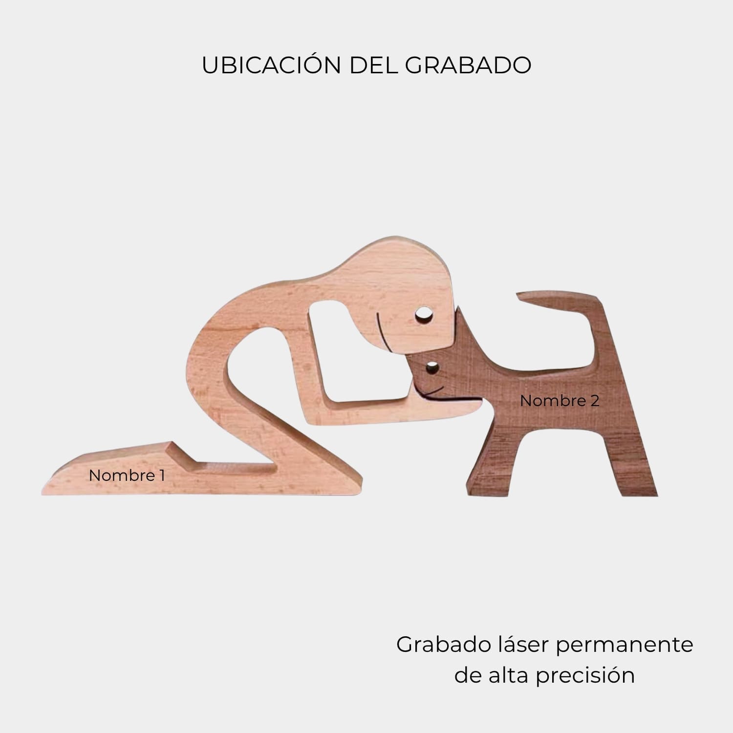 Figura Decorativa de Madera - Hombre y Perro