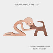 Figura Decorativa de Madera - Hombre y Perro