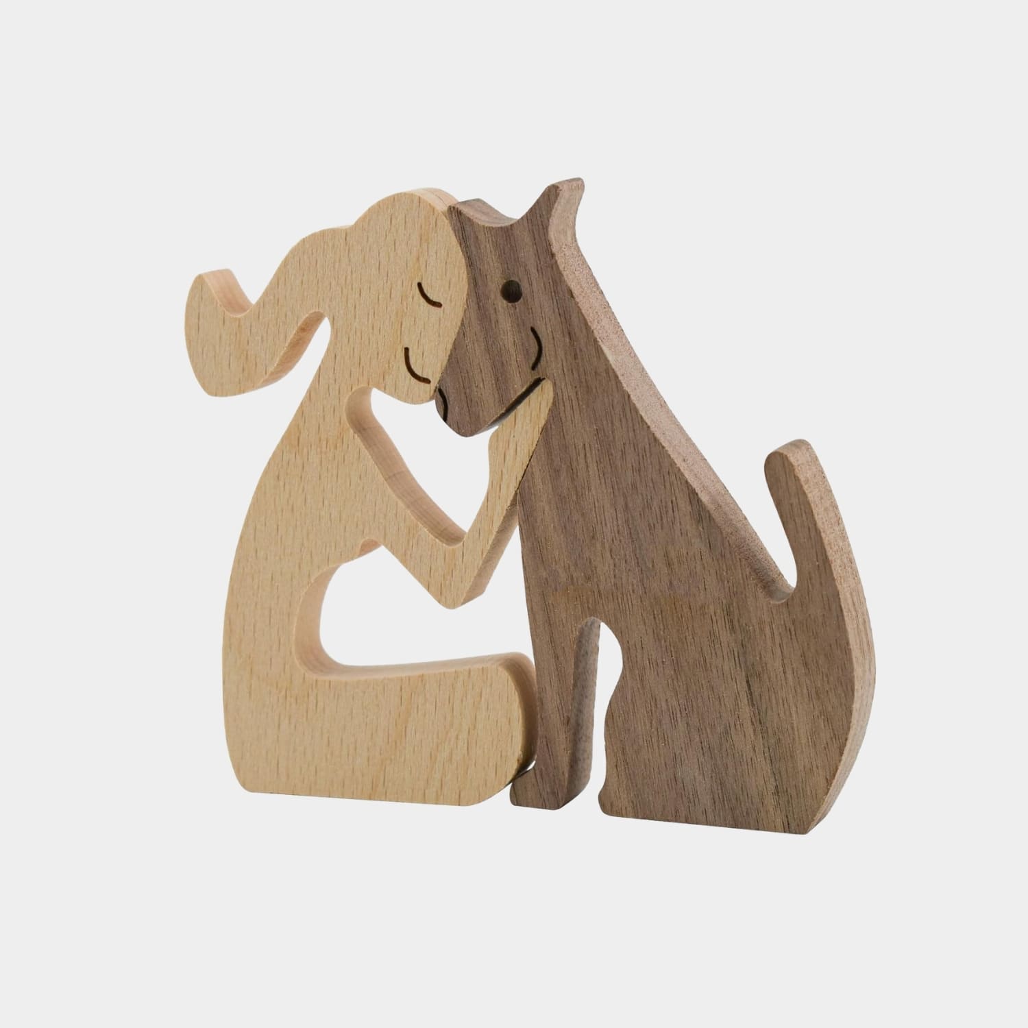 Figura Decorativa de Madera - Mujer y Perro