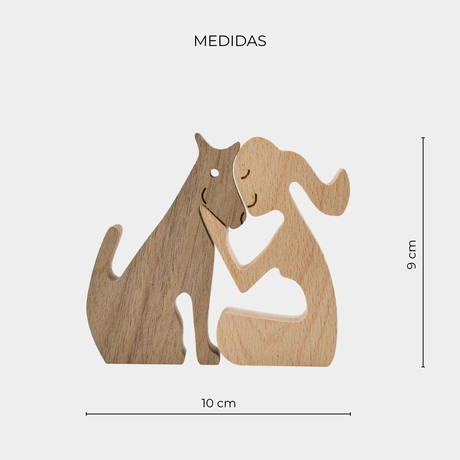 Figura Decorativa de Madera - Mujer y Perro