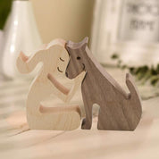 Figura Decorativa de Madera - Mujer y Perro