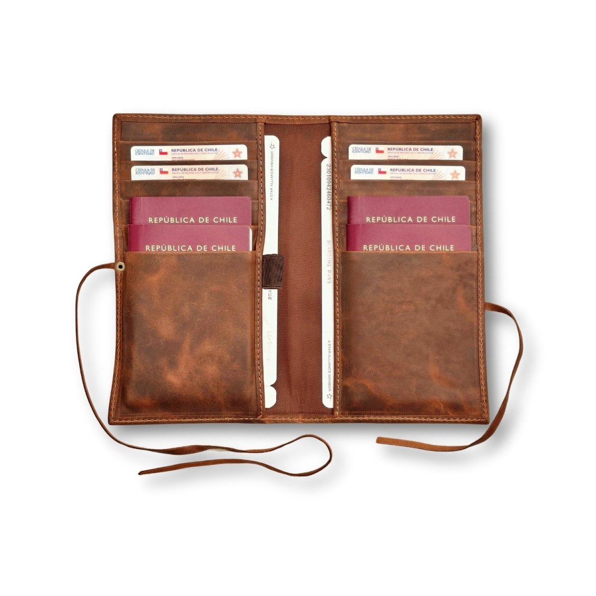 Porta Pasaportes Familiar VULKIT - De Cuero Para 4-6 Pasaportes - Organizador De Viaje Con Cremallera