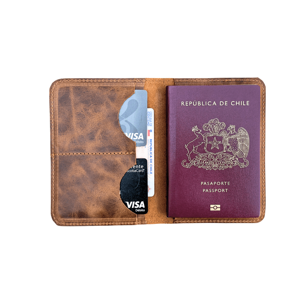 Porta pasaporte vintage - Cupertino Chile - Porta pasaporte de cuero - Porta pasaporte -